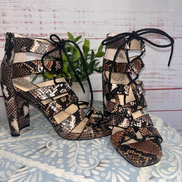 New | Vince Camuto Faux Snakeskin Lace Up Heels | Women’s US SIZE 6 - Picture 1 of 6
